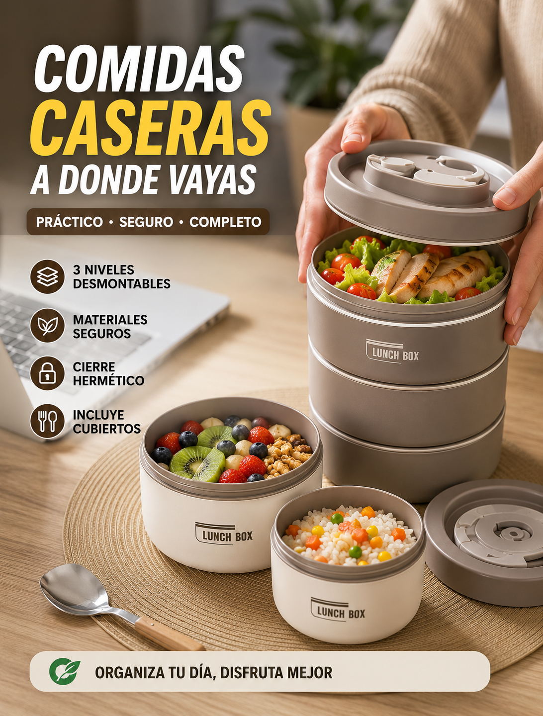 Lunchbox | Termo Para Alimentos En Acero Inoxidable 3 Recipientes