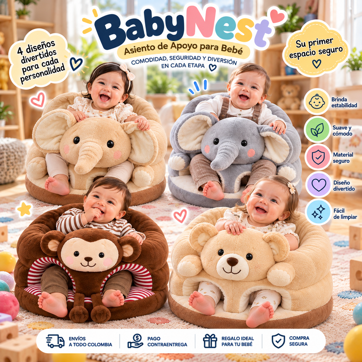 BabyHug | Cojín de Apoyo para Bebé + Envío Gratis