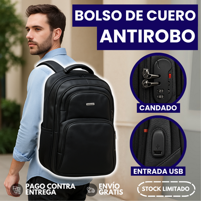 ProtecCuero | Bolso De Cuero 8005 Con Puerto Usb Y Candado Antirobo