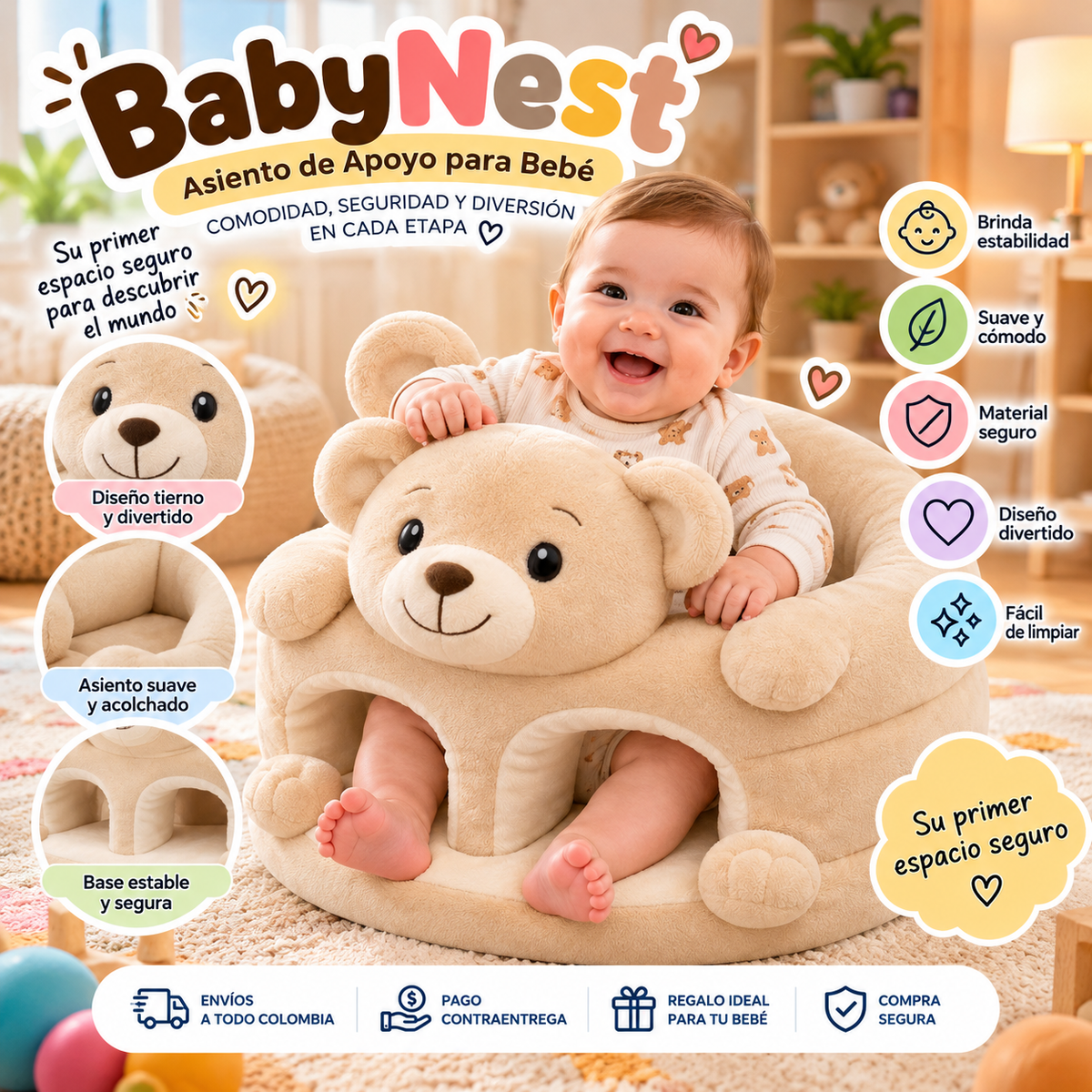 BabyHug | Cojín de Apoyo para Bebé + Envío Gratis