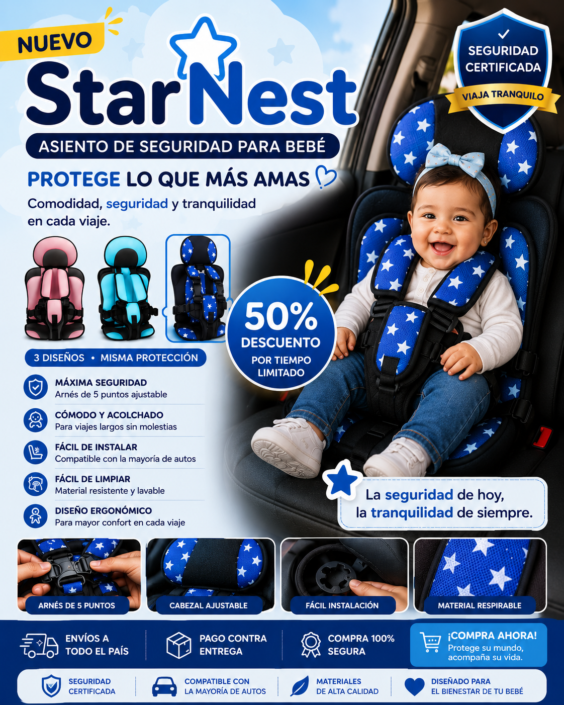 SAFE NEST I ASIENTO DE SEGURIDAD PARA BEBE