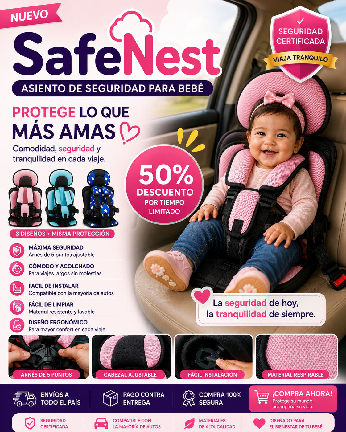 SAFE NEST I ASIENTO DE SEGURIDAD PARA BEBE