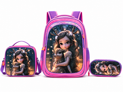 SET 3 EN 1 BOLSO CON LUZ LED + LONCHERA + CARTUCHERA | 50% DE DESCUENTO + ENVÍO GRATIS
