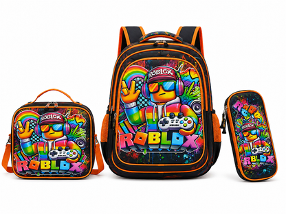 SET 3 EN 1 BOLSO CON LUZ LED + LONCHERA + CARTUCHERA | 50% DE DESCUENTO + ENVÍO GRATIS