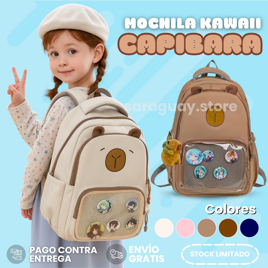 CapiMochi | Mochila Infantil Escolar De Capibara - 50% De Descuento  + Envío Gratis