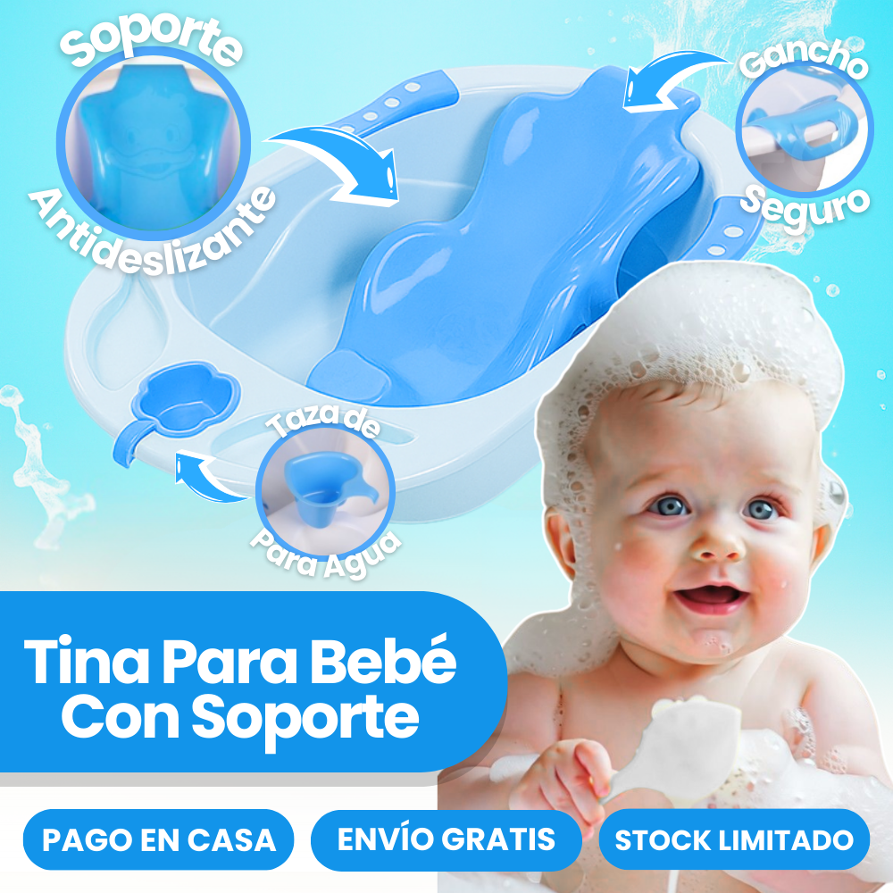 DulceBaño | Tina Para Bebé Con Soporte Antideslizante + Envío Gratis