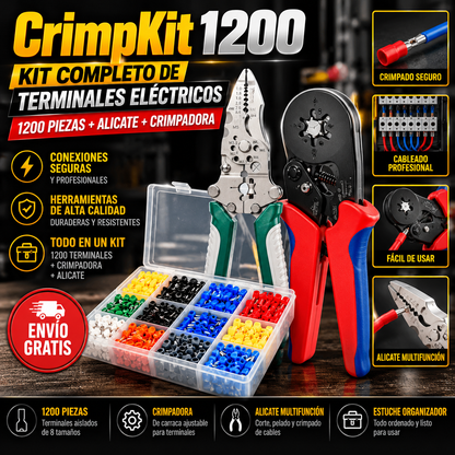 CrimpKit 1200 | Kit Crimpadora De Terminales Eléctricos 1200 Piezas + Envío Gratis