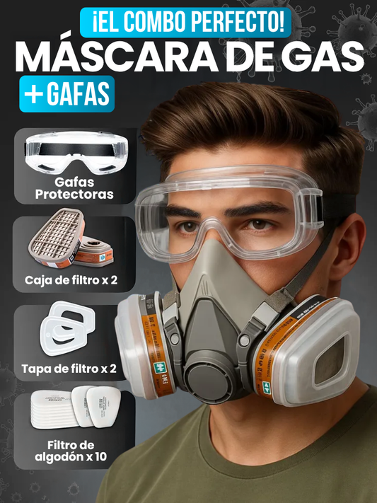 ¡El combo para quienes trabajan expuestos! | Máscara de Gas + Gafas de Seguridad